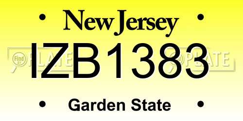 IZB1383 New Jersey License Plate