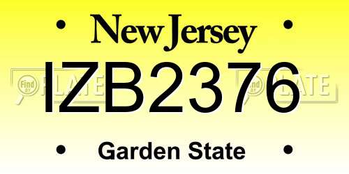 IZB2376 New Jersey License Plate