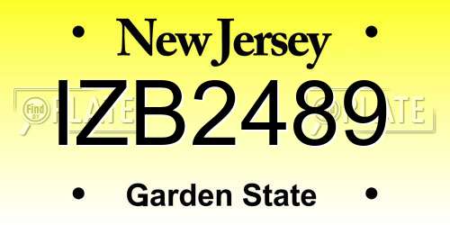 IZB2489 New Jersey License Plate