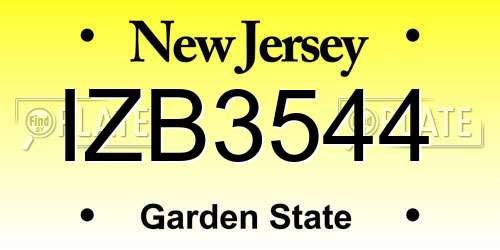 IZB3544 New Jersey License Plate