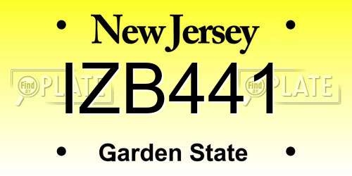 IZB441 New Jersey License Plate