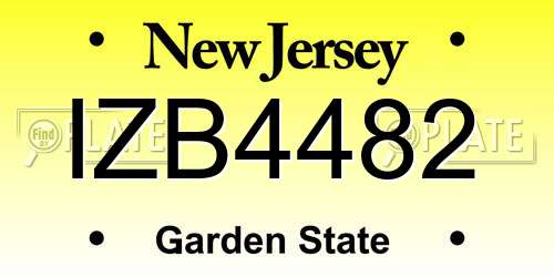IZB4482 New Jersey License Plate