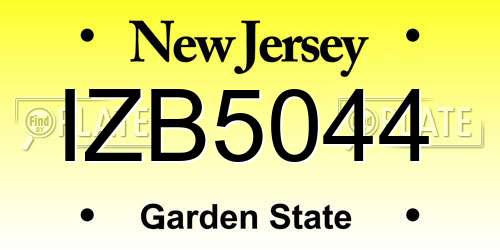 IZB5044 New Jersey License Plate