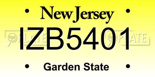 IZB5401 New Jersey License Plate