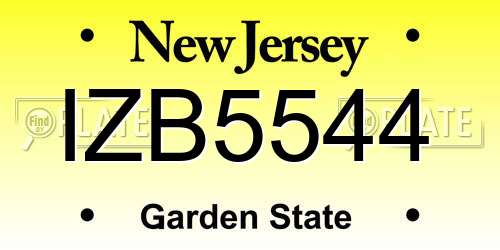 IZB5544 New Jersey License Plate