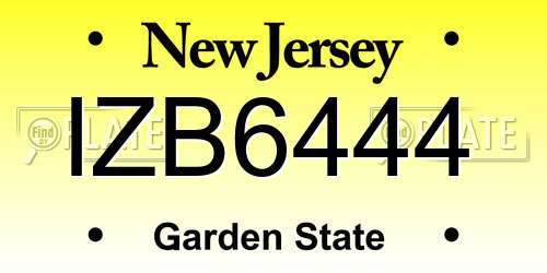 IZB6444 New Jersey License Plate