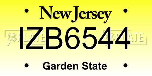 IZB6544 New Jersey License Plate