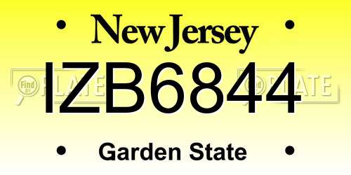 IZB6844 New Jersey License Plate