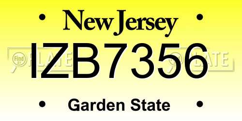 IZB7356 New Jersey License Plate