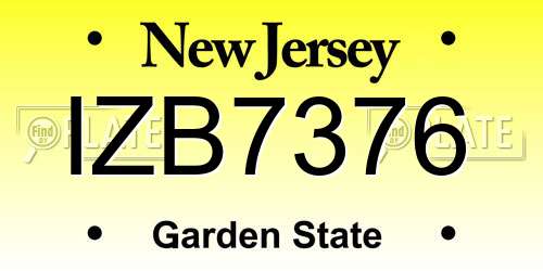 IZB7376 New Jersey License Plate