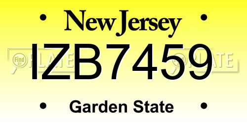 IZB7459 New Jersey License Plate
