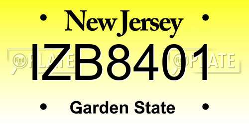 IZB8401 New Jersey License Plate