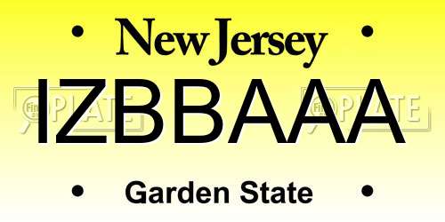 IZBBAAA New Jersey License Plate