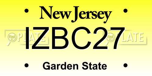 IZBC27 New Jersey License Plate