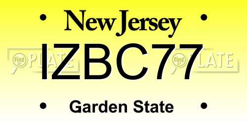 IZBC77 New Jersey License Plate