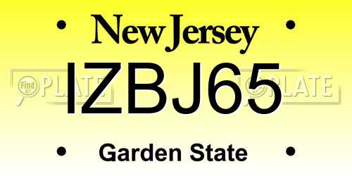 IZBJ65 New Jersey License Plate