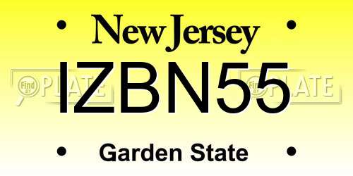 IZBN55 New Jersey License Plate