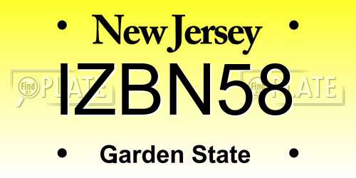IZBN58 New Jersey License Plate