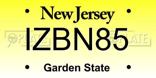 IZBN85 New Jersey License Plate