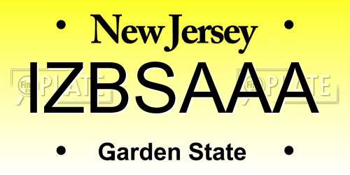 IZBSAAA New Jersey License Plate