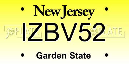 IZBV52 New Jersey License Plate
