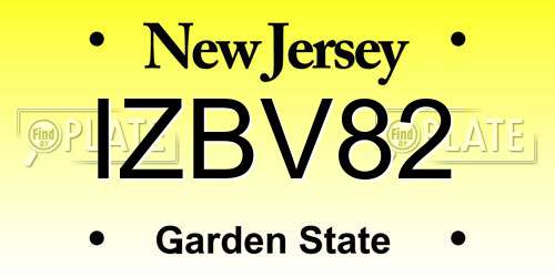 IZBV82 New Jersey License Plate