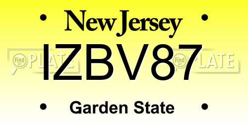 IZBV87 New Jersey License Plate
