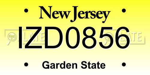 IZD0856 New Jersey License Plate