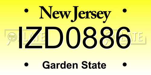 IZD0886 New Jersey License Plate