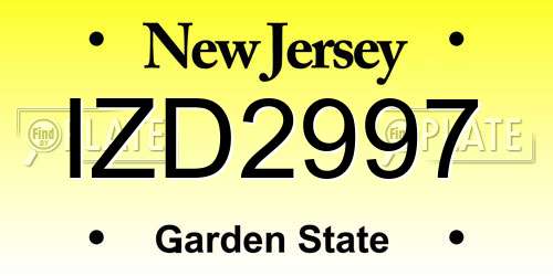 IZD2997 New Jersey License Plate