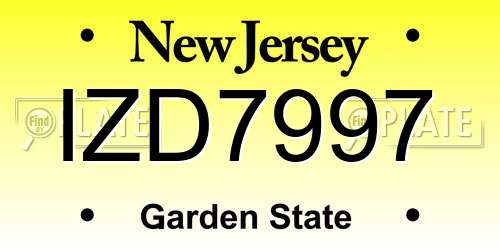 IZD7997 New Jersey License Plate