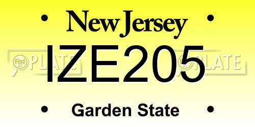 IZE205 New Jersey License Plate