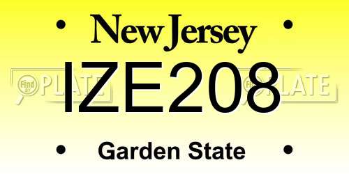 IZE208 New Jersey License Plate