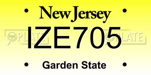 IZE705 New Jersey License Plate
