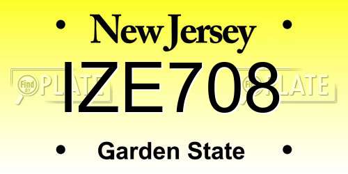 IZE708 New Jersey License Plate