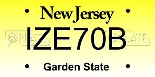 IZE70B New Jersey License Plate