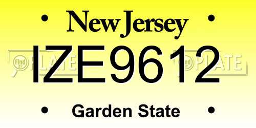 IZE9612 New Jersey License Plate