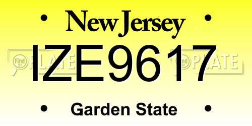 IZE9617 New Jersey License Plate
