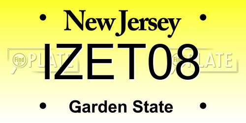 IZET08 New Jersey License Plate