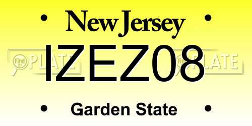 IZEZ08 New Jersey License Plate