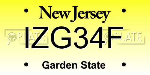 IZG34F New Jersey License Plate