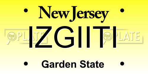IZGIITI New Jersey License Plate