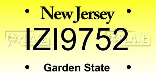 IZI9752 New Jersey License Plate