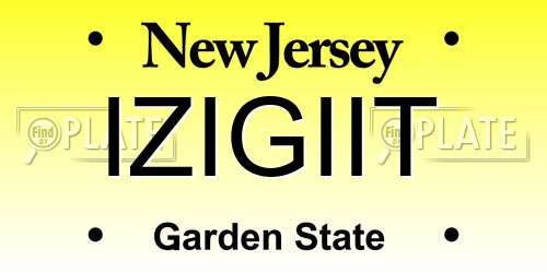 IZIGIIT New Jersey License Plate