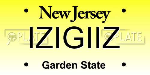 IZIGIIZ New Jersey License Plate