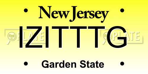 IZITTTG New Jersey License Plate
