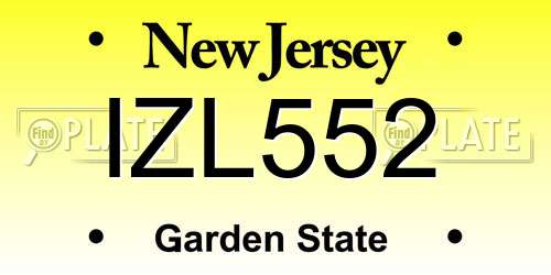 IZL552 New Jersey License Plate