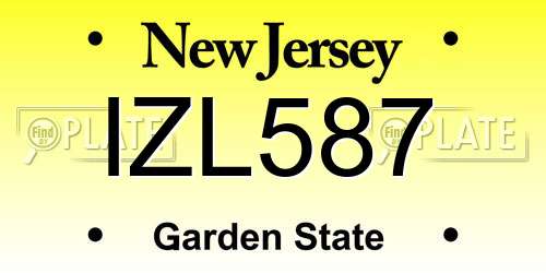 IZL587 New Jersey License Plate