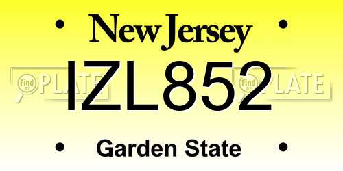 IZL852 New Jersey License Plate
