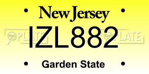 IZL882 New Jersey License Plate